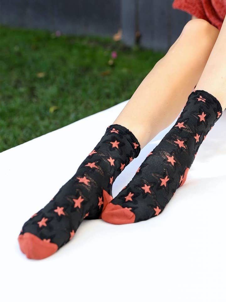 Leto Accessories - Wholesale Socks - Women's - Eco-Friendly Star Design Organic Socks 🌟