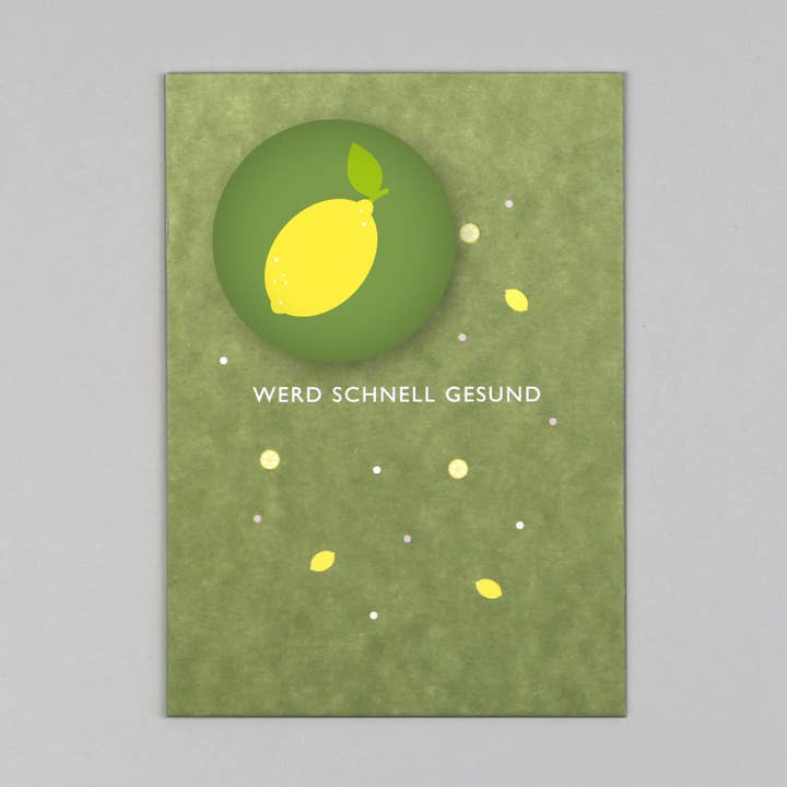 Set aimant avec carte postale Leni + citron pour la vente par Kunst an Papier