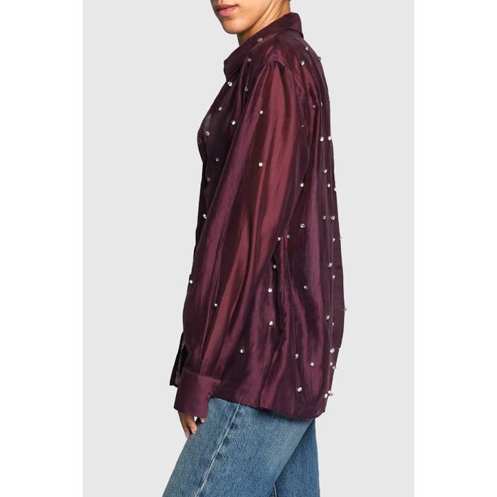 Sans Souci - Wholesale Buttoned-down shirt – Women's - ALL OVER RHINESTONE BUTTON DOWN SHIRT1