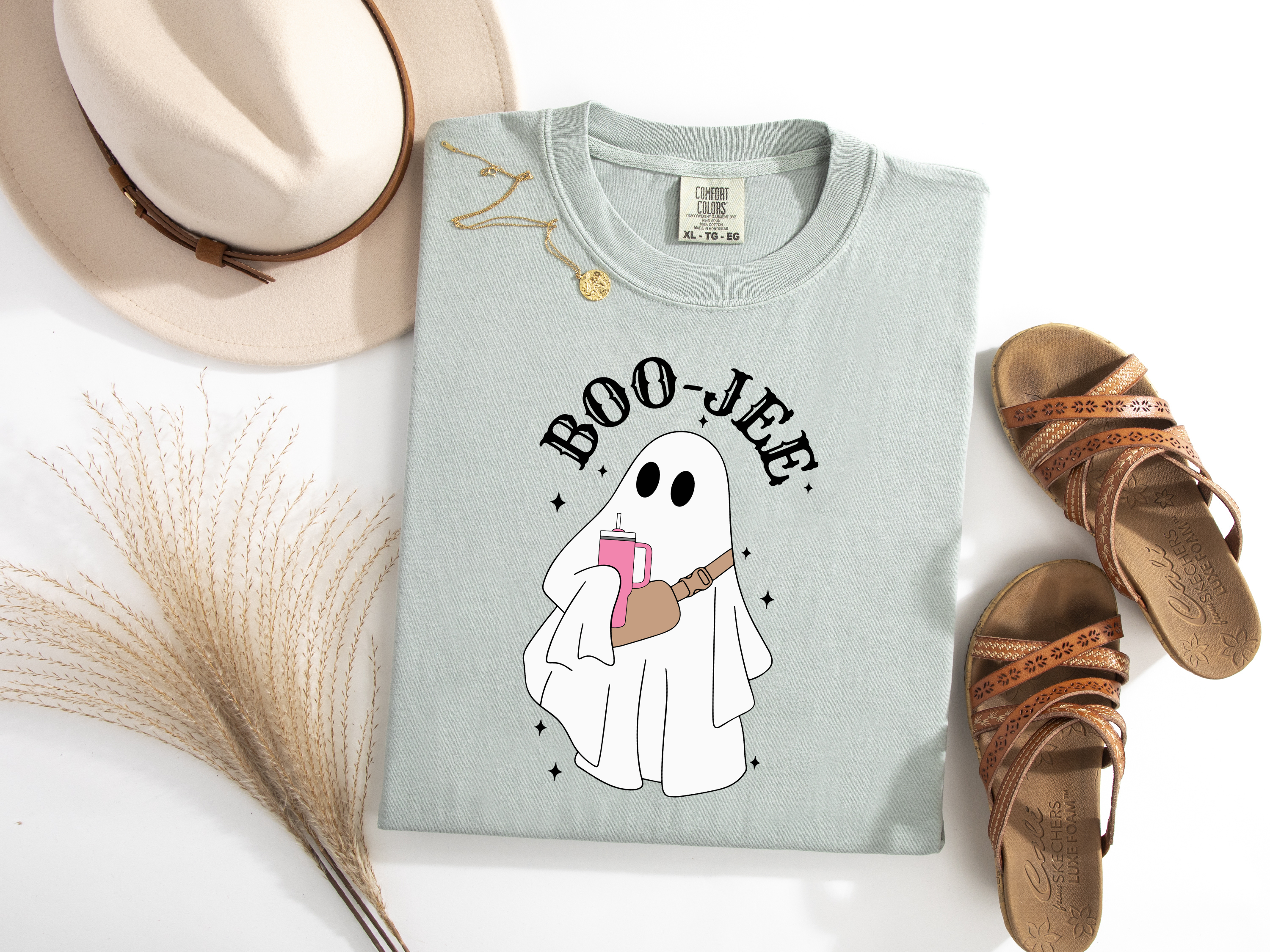 Fashion Within Boutique - Wholesale T-Shirt (Graphic) - Women's - Boojee Boujie Tumbler Crossbody Ghost Falloween Halloween Tshirt3