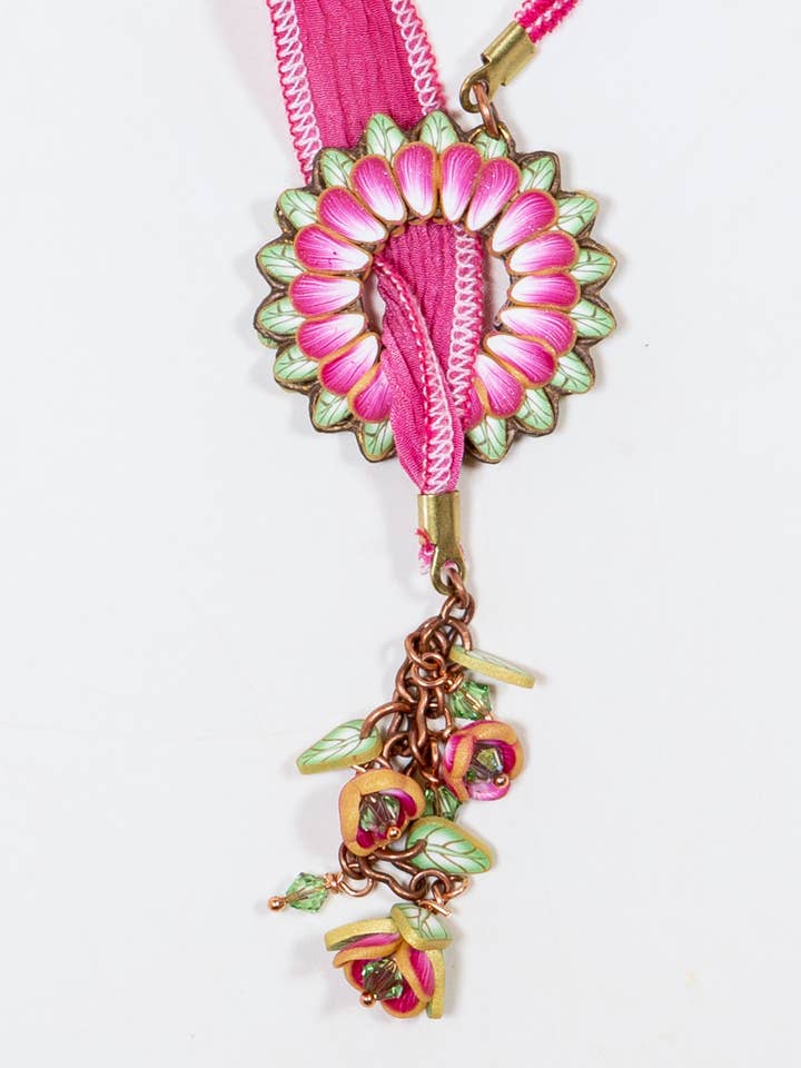 Tasseled Lariat - Honeysuckle Rose for wholesale by Petal Pushers by Janet Pitcher