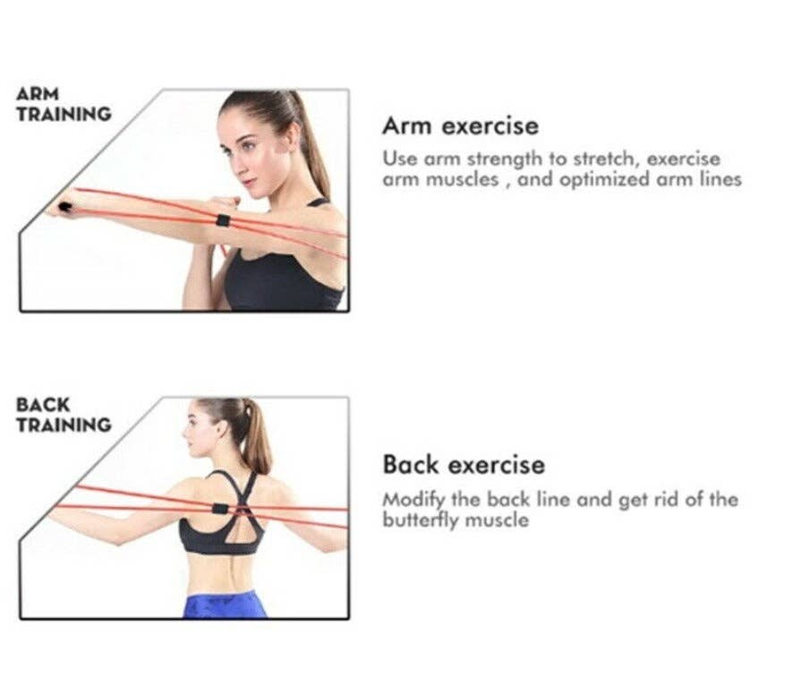 VIGOR - Wholesale Yoga Strap/Band - Yoga Fitness Resistance 8 Word Chest Expander Rope Workout M3