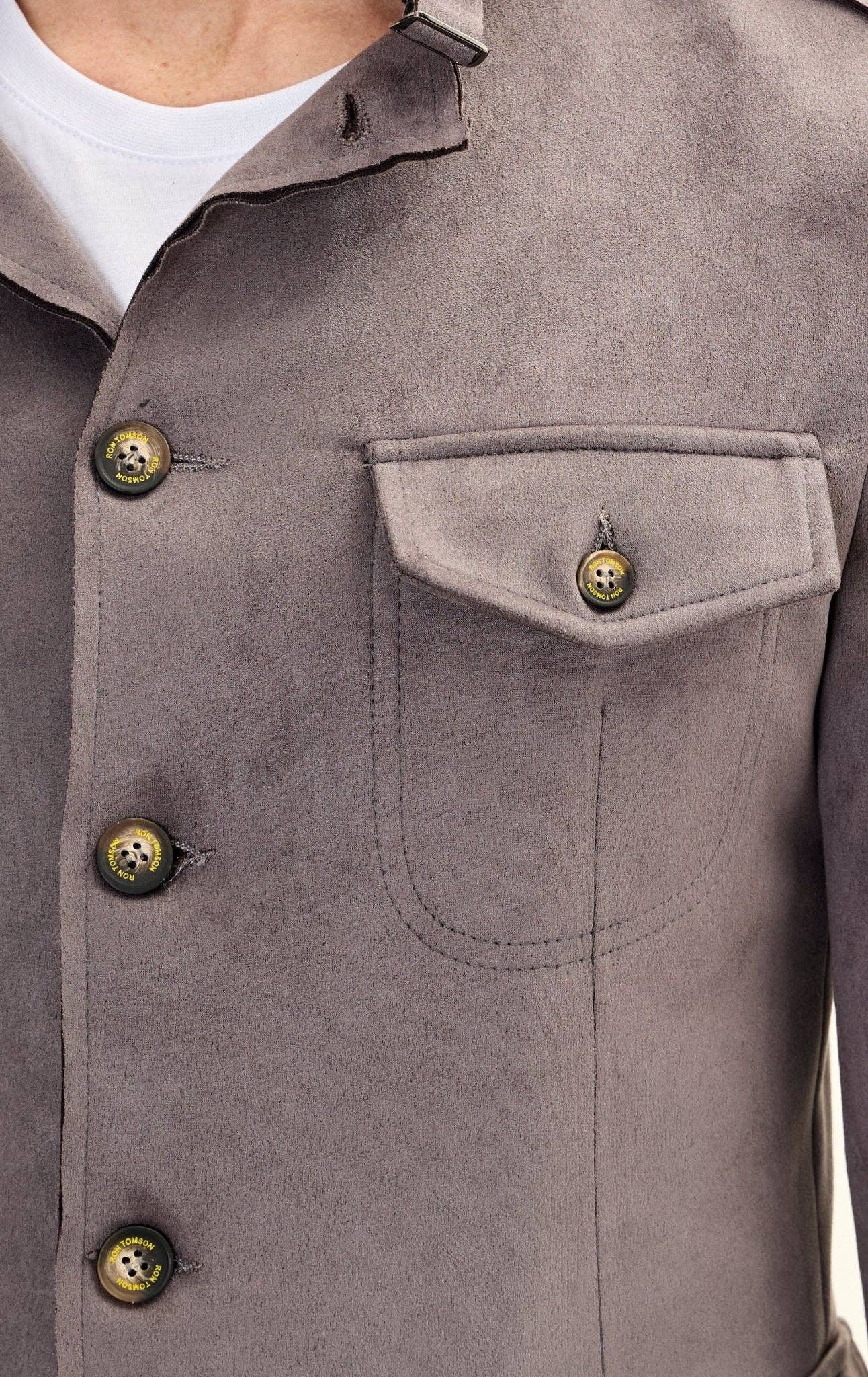 Men's Faux Suede Safari Jacket - Grey for wholesale on Faire3