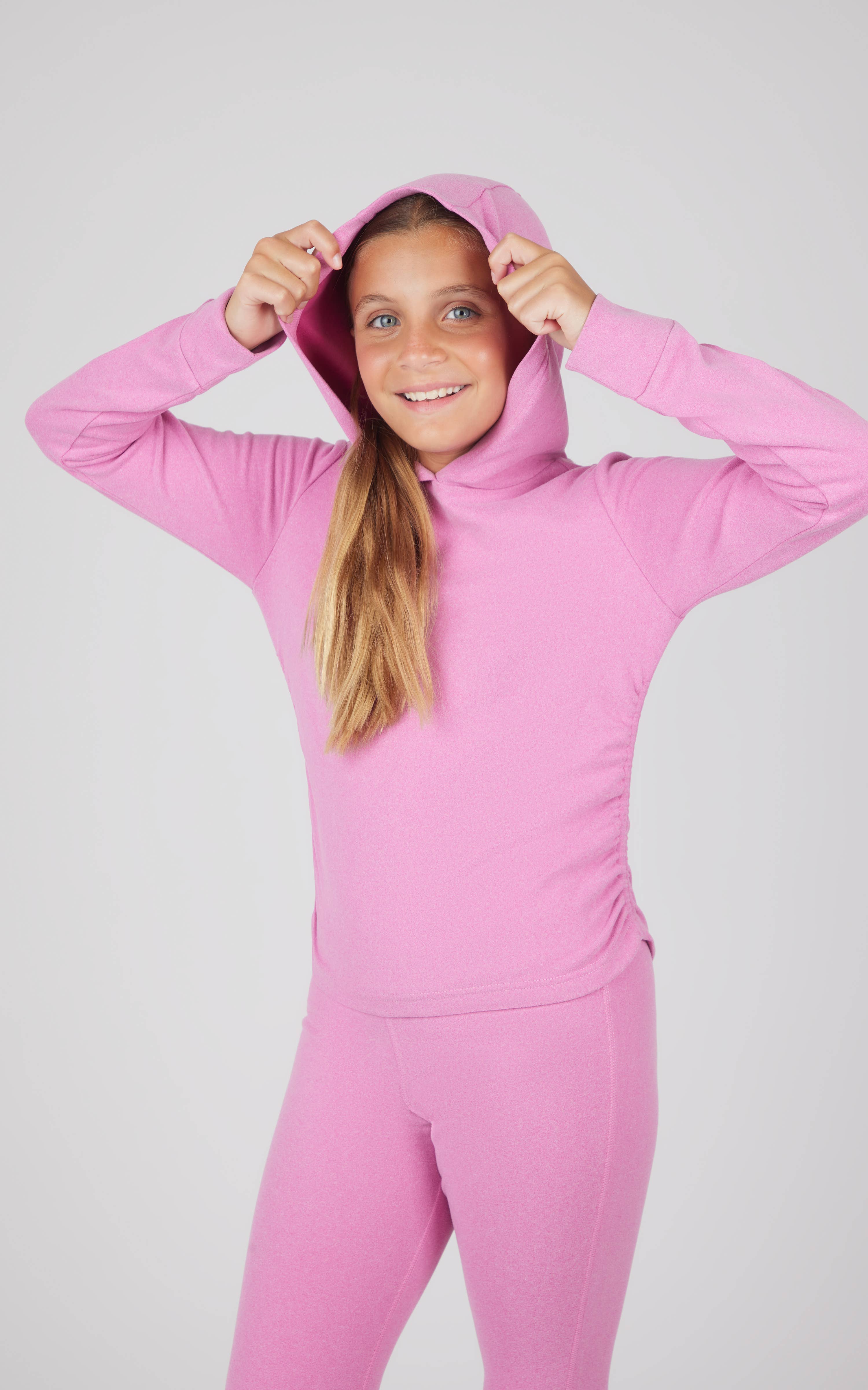 90 Degree by Reflex & Yogalicious - Wholesale Top & Pant Set - Kids - Yogalicious Tween Girls Melange Hoodie and Flare Pant Set6