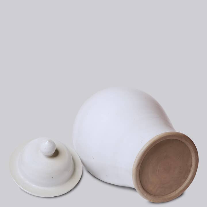 Cobalt Guild - Wholesale Decorative Jar - 25" Rustic Plain White Porcelain Temple Jar