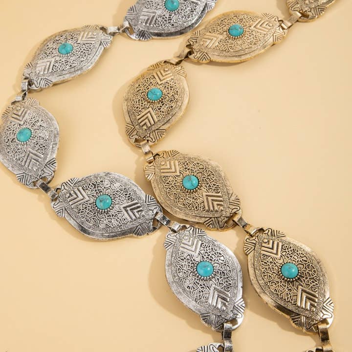 Intricate Oval Western Concho Chain Belt for wholesale by Anarchy Street