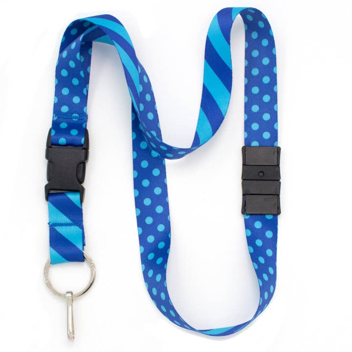 Buttonsmith Blue Dots Breakaway Lanyard - Made in USA for wholesale by Buttonsmith