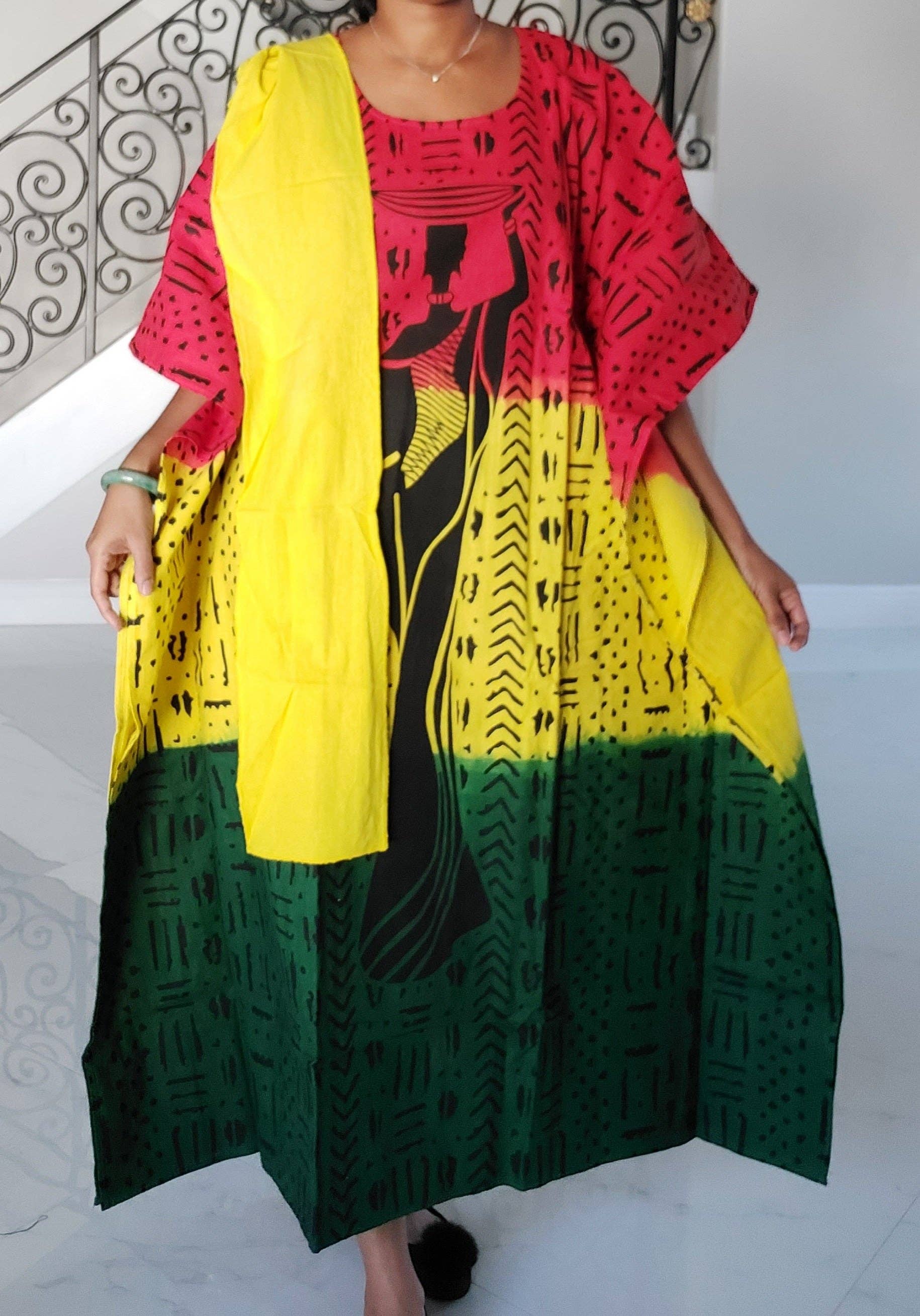 India Batik – wholesale Kaftan – Women's – Women African Tribal Print Kaftan Dress - Rasta3