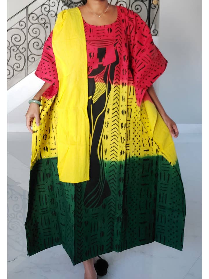 India Batik – wholesale Kaftan – Women's – Women African Tribal Print Kaftan Dress - Rasta3