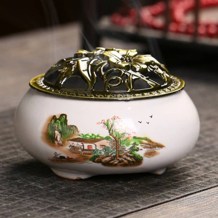 Ink wash paint ceramic incense burners, household decorative for wholesale by ACNITE(We cover U.S. import duties)