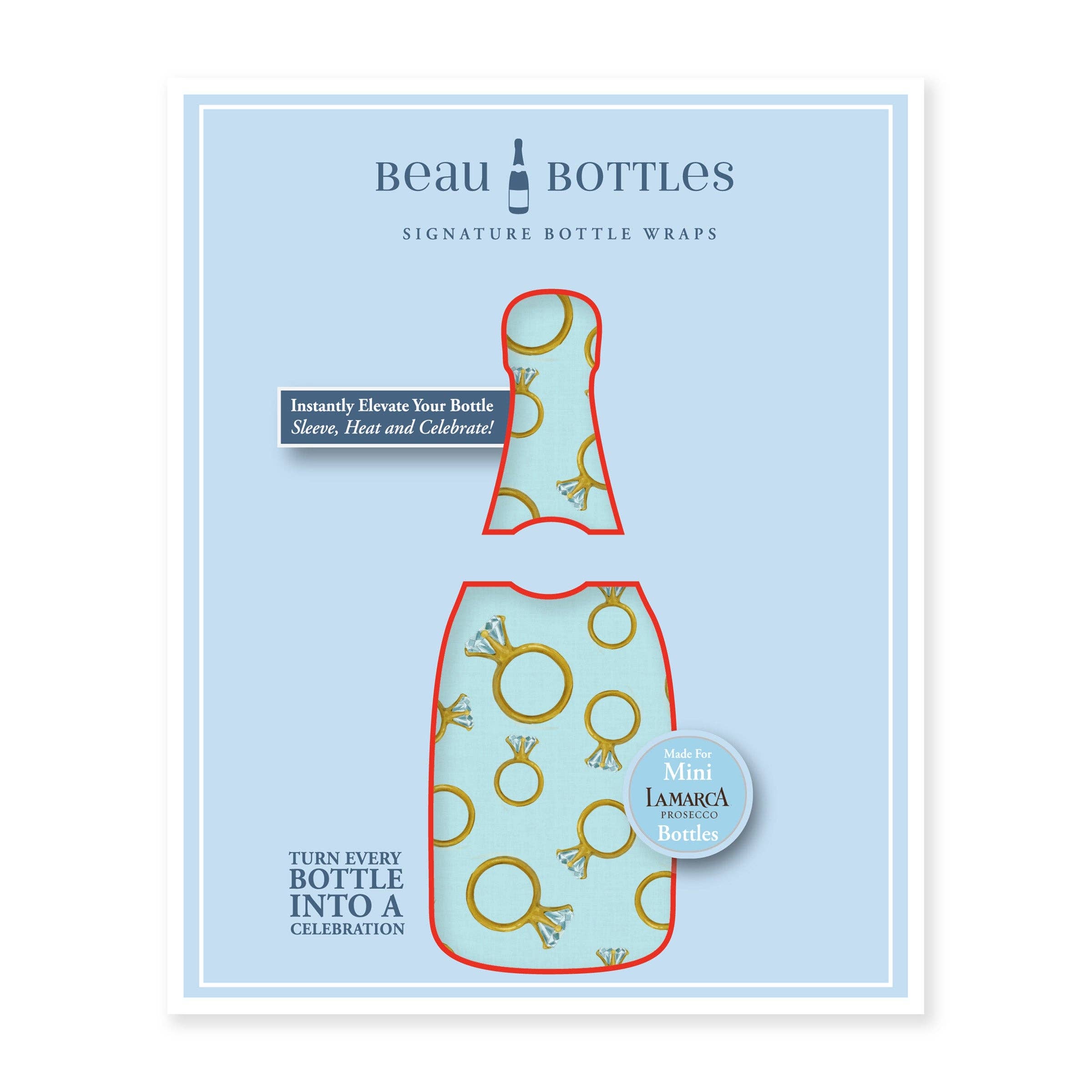 Beau Bottles – wholesale Wine gift bag – Beau Bottles Blue Engagement Ring - MINI Prosecco Collection - Six Pack5