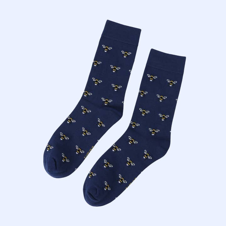 Bare Kind Socks - Vendita all'ingrosso Calzini - Unisex - Calzini con motivo ape piccolo | Calzini in bambù blu0