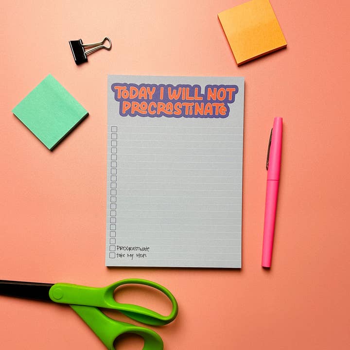 Bloc de notas Hoy no procrastinaré - Divertido - Atrevido - Adulto - Descarado - Sin filtro - Sarcástico - Con el que te puedes identificar - Mordaz - Motivador para venta al por mayor de Erin Dayhaw