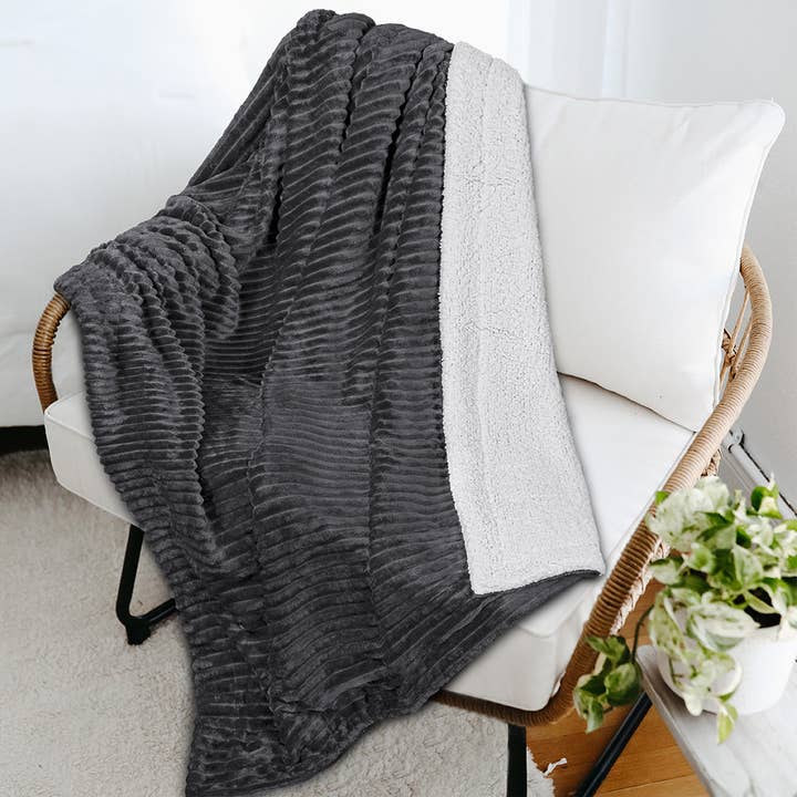 Pavilia - Wholesale Throw Blanket - Ribbed Sherpa Throw Blanket35