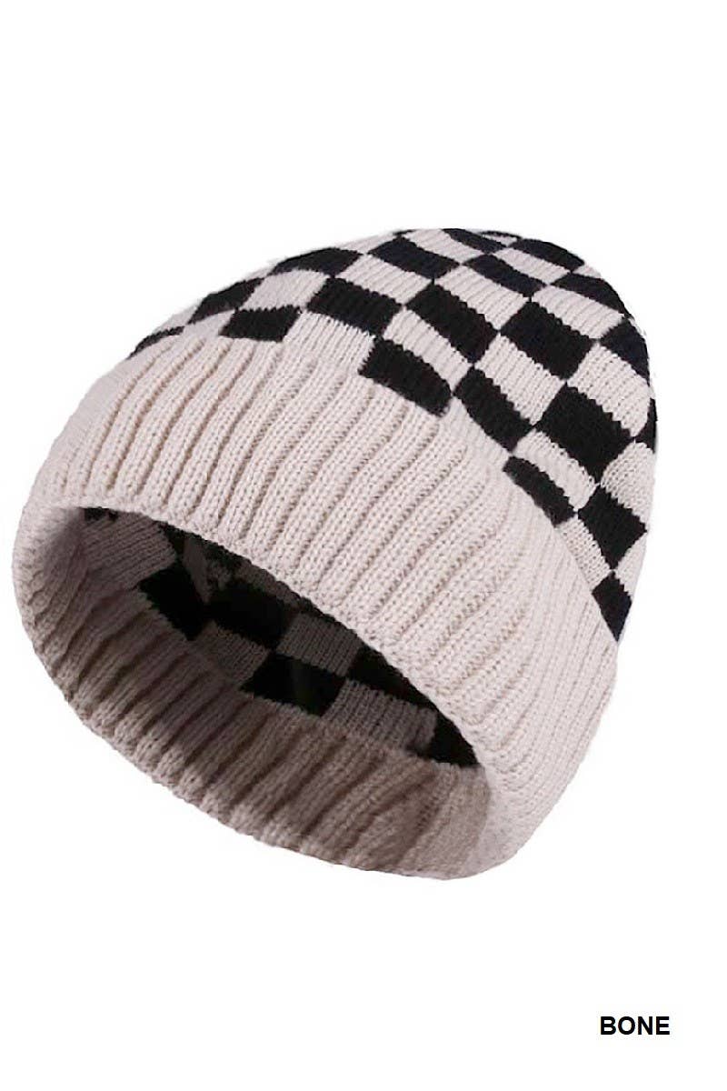 Vanilla Monkey – wholesale Beanie – Women's – Checkered Pattern Cuff Beanie5