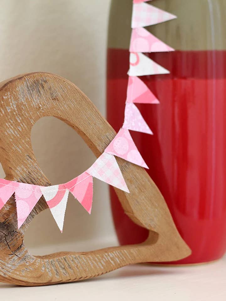 Spool Bunting PINK. Tiny Ribbon, cake banner topper. for wholesale by edeenut