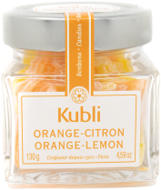 French Feast - Wholesale Hard Candy - Kubli · Orange-lemon hard candies, glass jar0