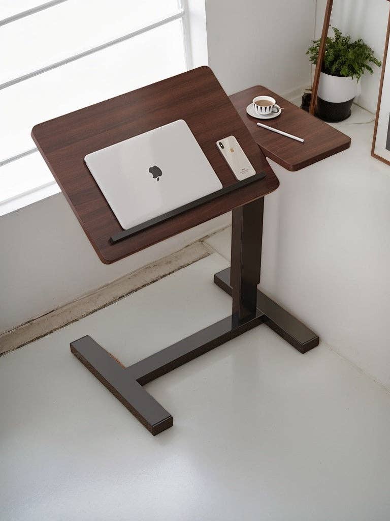 39F Inc. - Wholesale Side Table - Adjustable Overbed Laptop Table with Wheels Walnut Finish9