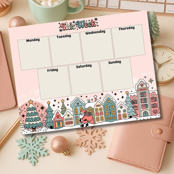 Auburn Row Design - Wholesale Planner - Pastel Christmas Bookish Weekly Planner Notepad2