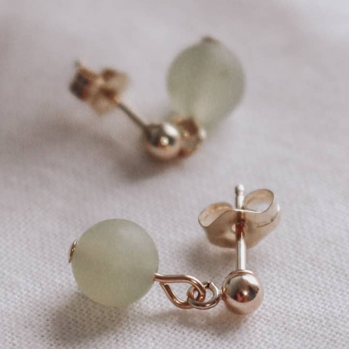Mini Drop Earrings in Serpentine Jade for wholesale by Eden Rae