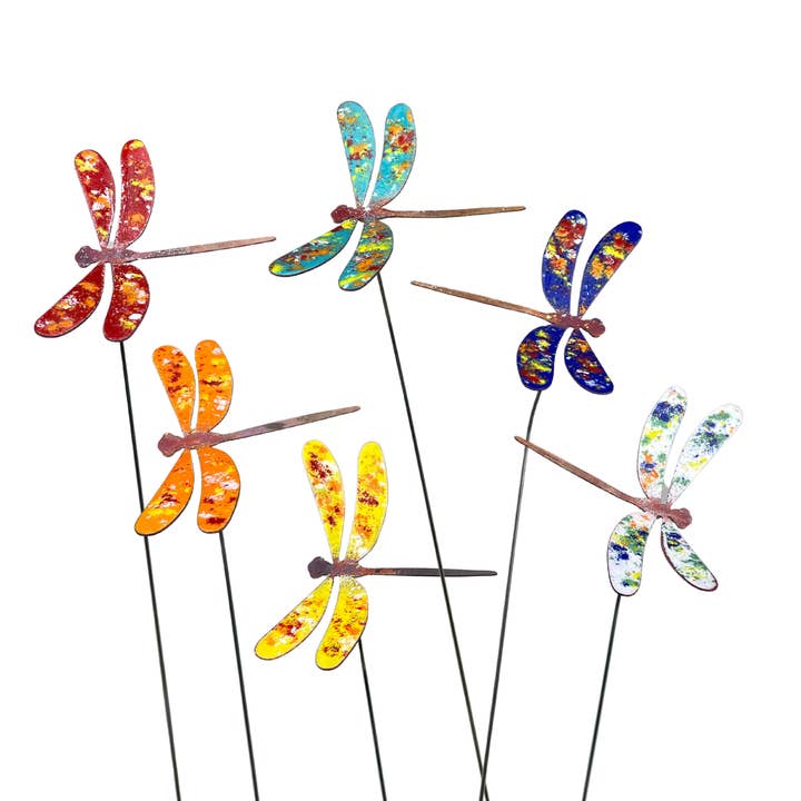 Clever Goods by Annabelle Noel Designs - Wholesale Garden/Lawn Stake - Medium Copper Enamel Dragonflies