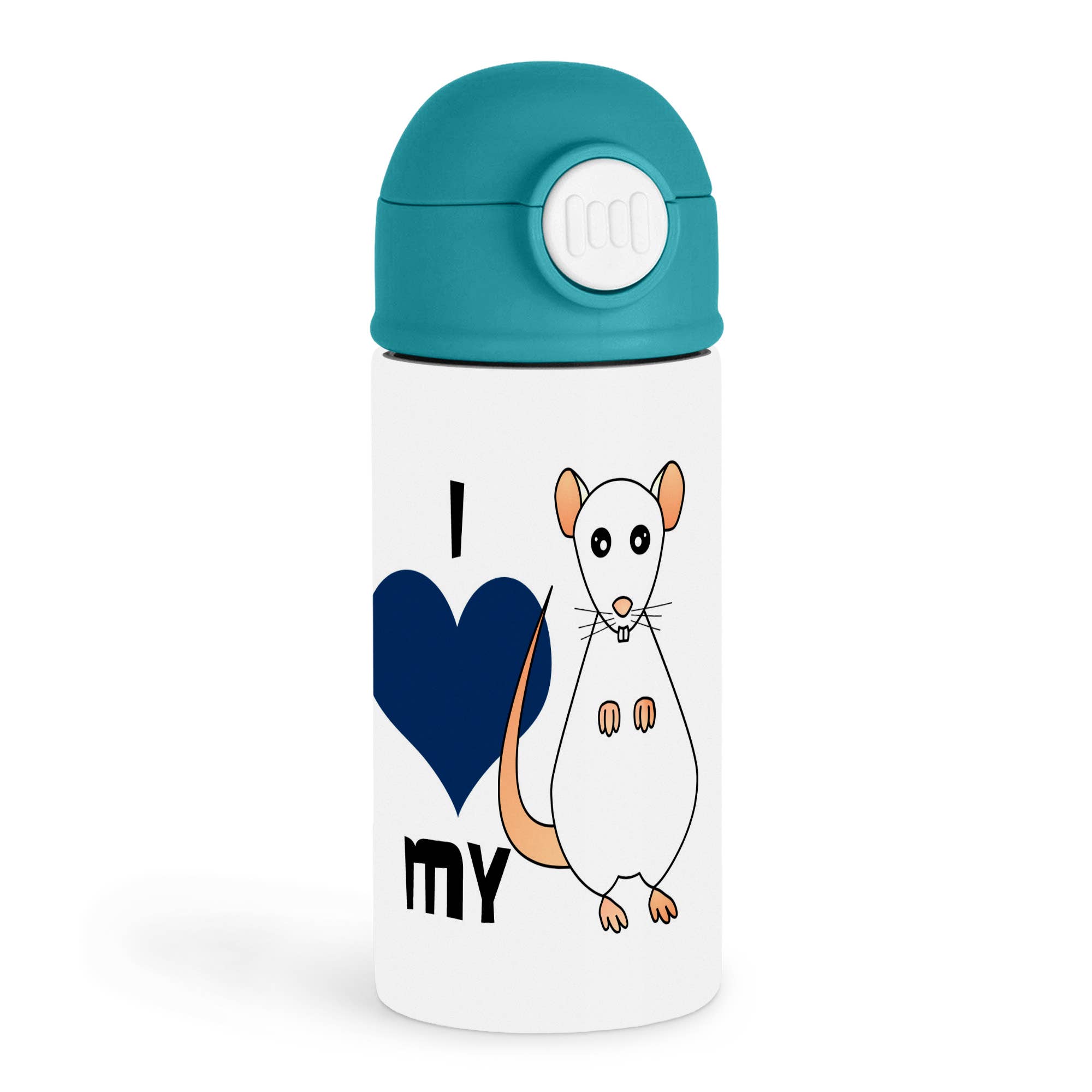 3dRose - Wholesale Water Bottle - 3dRose, Love My Rat White with Red Eyes, Kids Water Bottle0