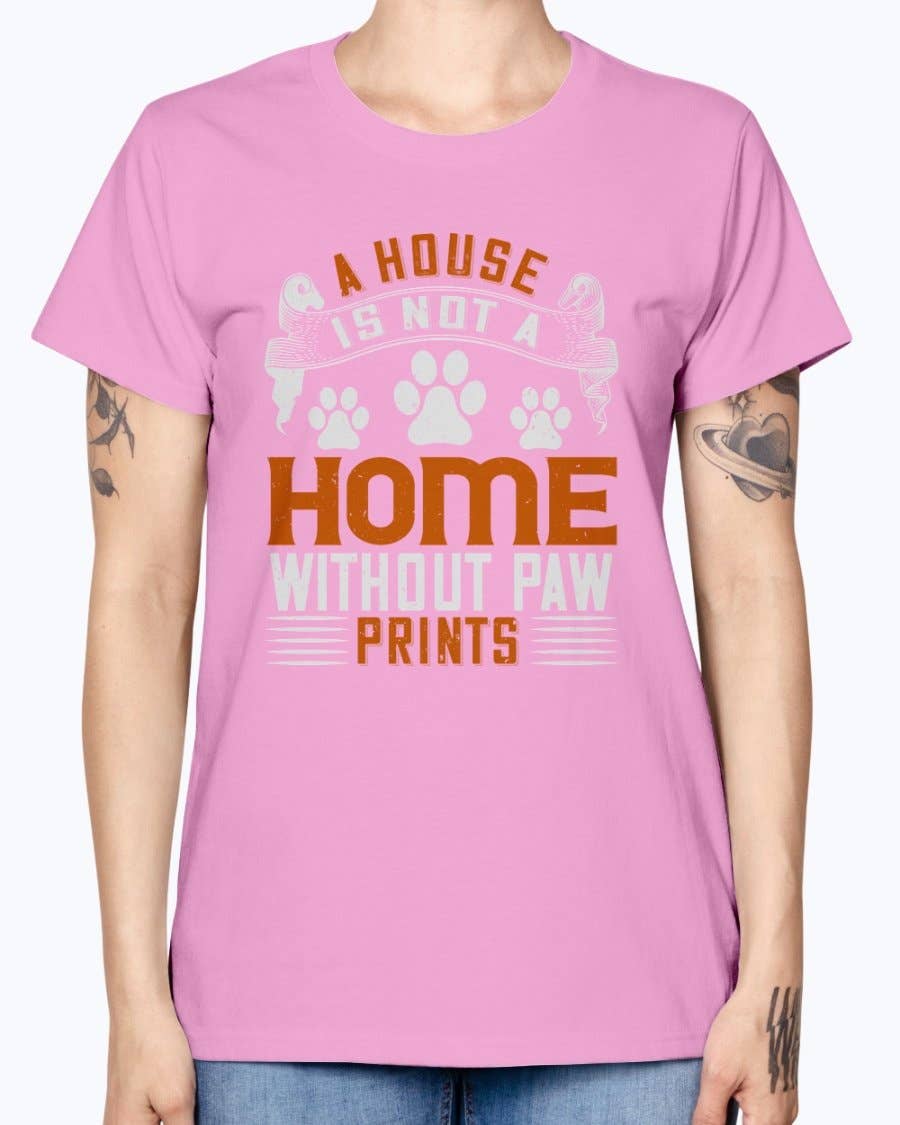 tshirt unlimited – Großhandel T-Shirt mit Siebdruck – Damen – Ein Haus ist kein Zuhause ohne Pfotenabdrücke - Hund- Missy T-Shirt11