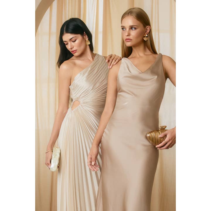 Dress Forum - Wholesale Dress - Women's - Olympia Asymmetrical Pleated Maxi Dress44