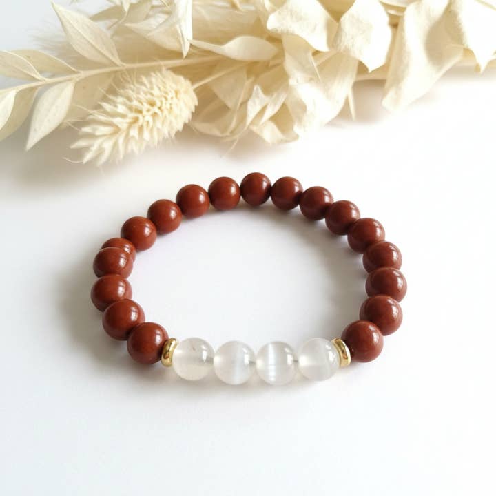 Armband Röd Jaspis och Selenit för wholesale av Produtos Namasté