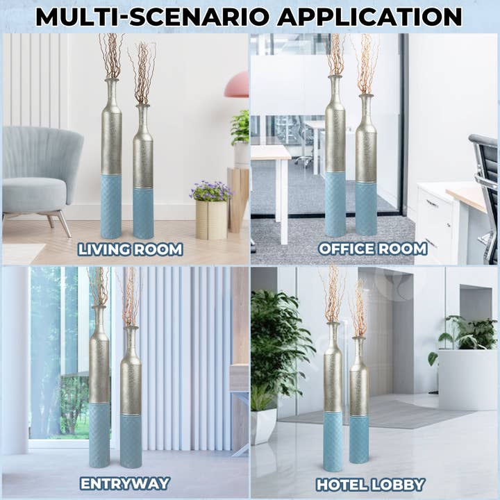 Accent Collection - Wholesale Vase - Large Metal Floor Vases Tall Vase Set of 2 42" and 36"