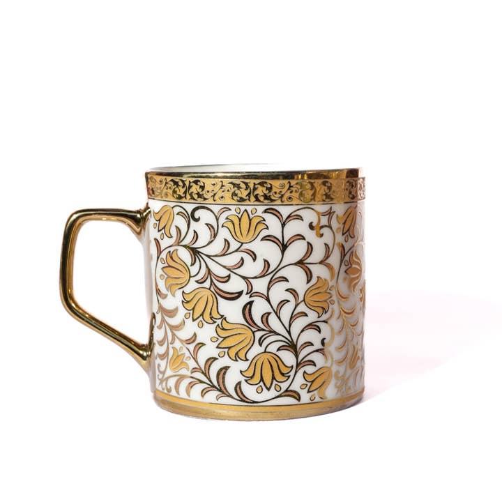 Femora - Wholesale Tea Set - Femora Turkish Floral Pattern Gold Ceramic Tea Cups |6.09 Oz2