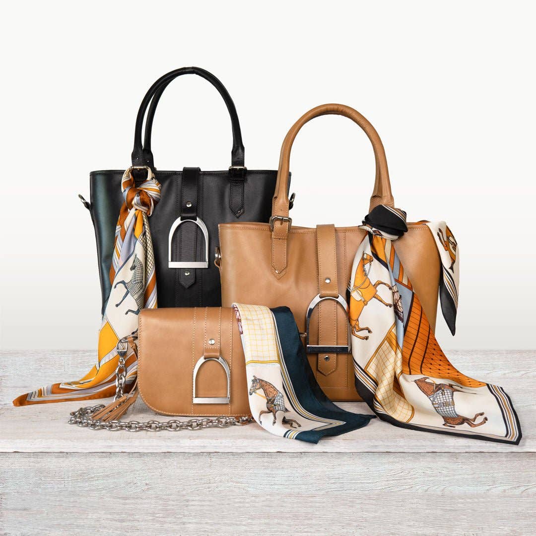 URBAN-EQUESTRIAN – Großhandel Tragetasche – Damen – Signatur - Reitsteigbügel Tote Luxus Lederhandtasche in Karamell8