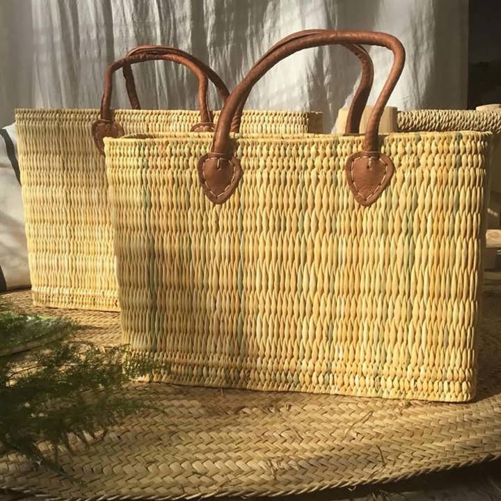 HandmadeBestSeller - Wholesale Beach Bag - Reed Storage baskets - leather handles Beach Basket