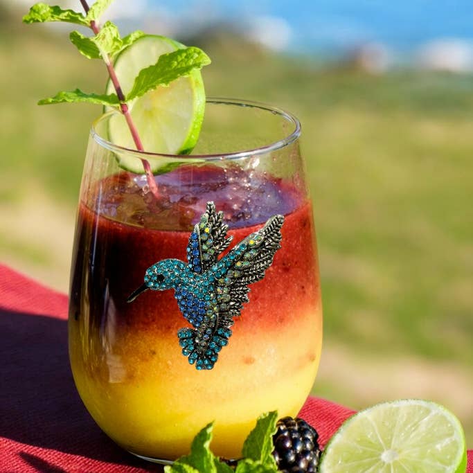 The Queens' Jewels® - Wholesale Wine Glass - Hummingbird Jeweled Stemless Wine Glass