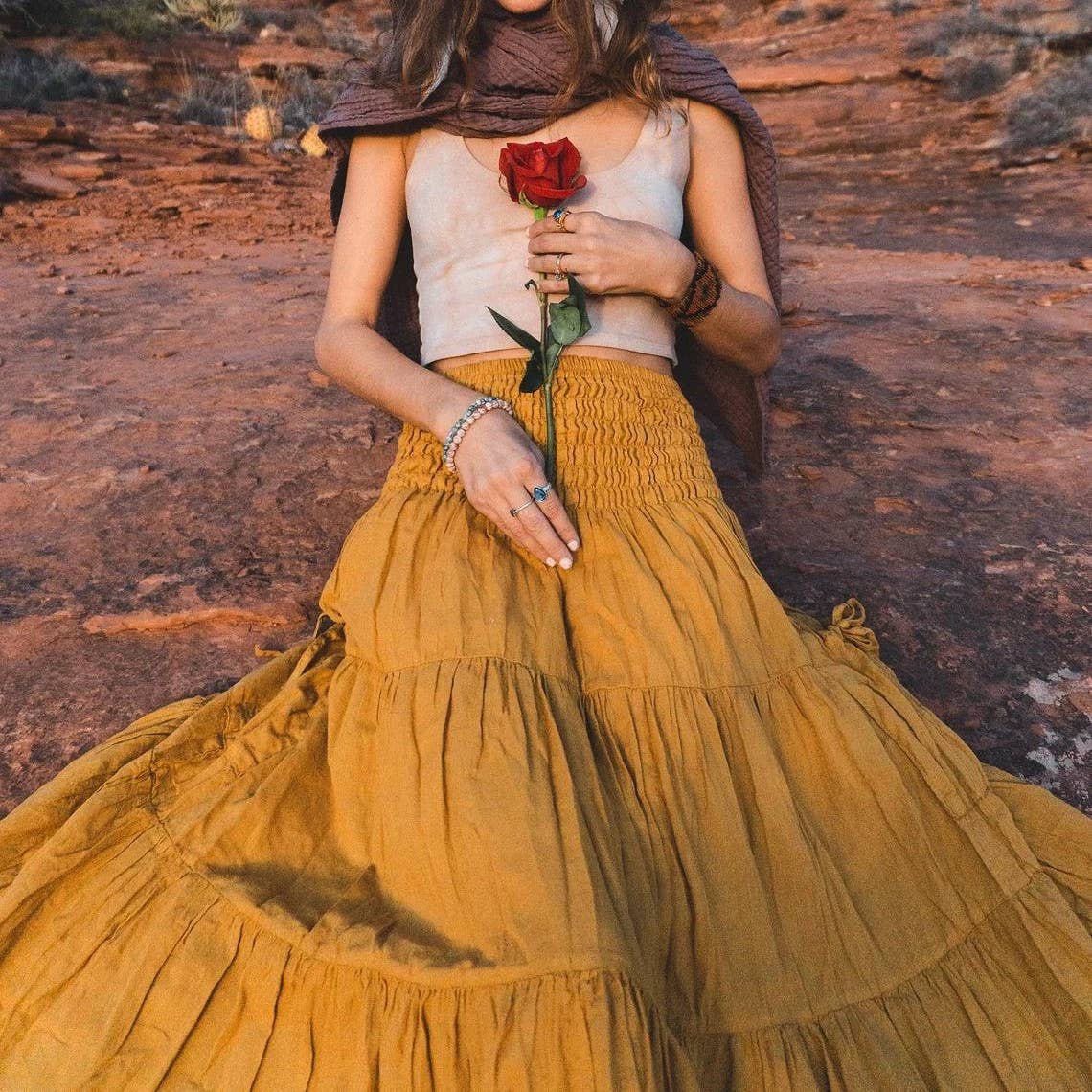 Rosa Clothing - Wholesale Skirt - Women's - Bohemian Loose Plain Pockets Wrap Skirts11