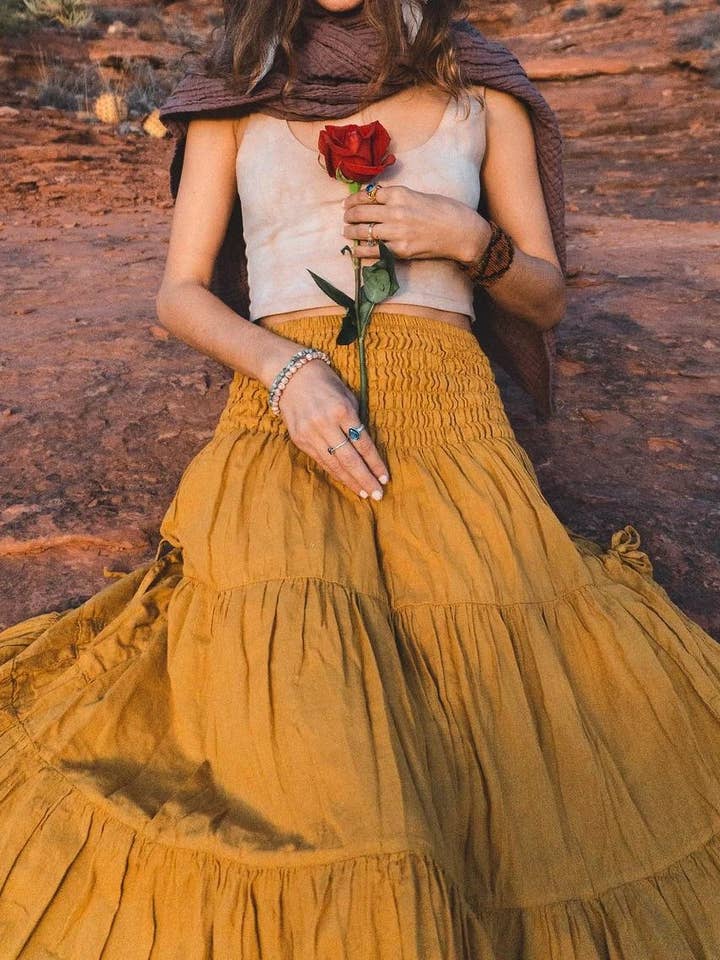 Rosa Clothing - Wholesale Skirt - Women's - Bohemian Loose Plain Pockets Wrap Skirts11