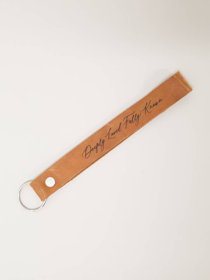 Deeply Loved, Fully Known Wristlet Engraved Leather for wholesale by Kilele Gear | Rugged Leather Goods