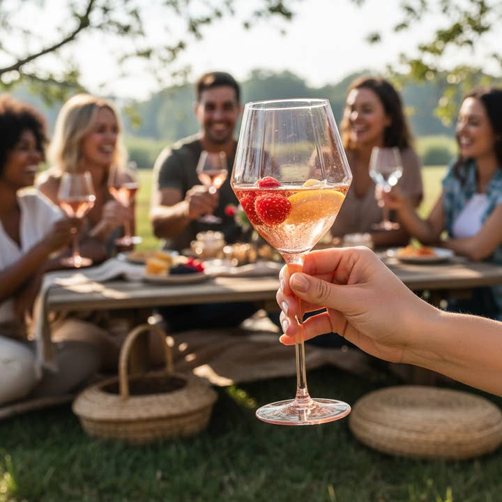 Kadra Kitchenware - Wholesale Wine Glass - Vikko Decor - Sparkle, Peach, Wine Glass, 22 Oz1