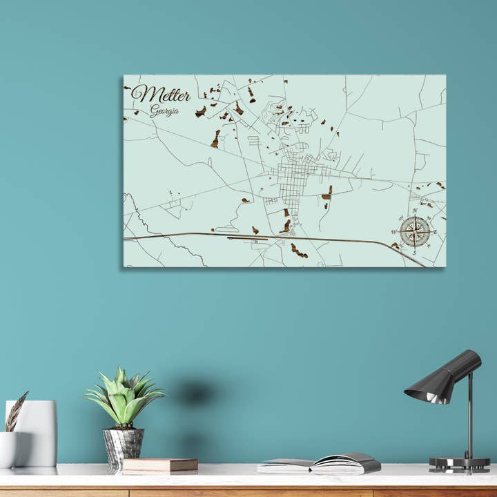 Géorgie : Carte de Metter Street pour la vente par Fire & Pine