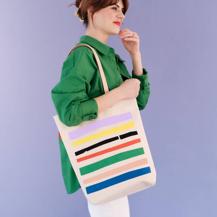 Ampersand Design Studio - Wholesale Tote Bag - Women's - Color Me Striped Medium Tote1