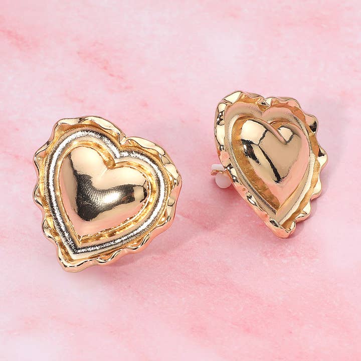 Puffy Metal Heart Clip On Earrings and other Purchase Wholesale lippy clip. Free Returns & Net 60 Terms on Faire trending on Faire.