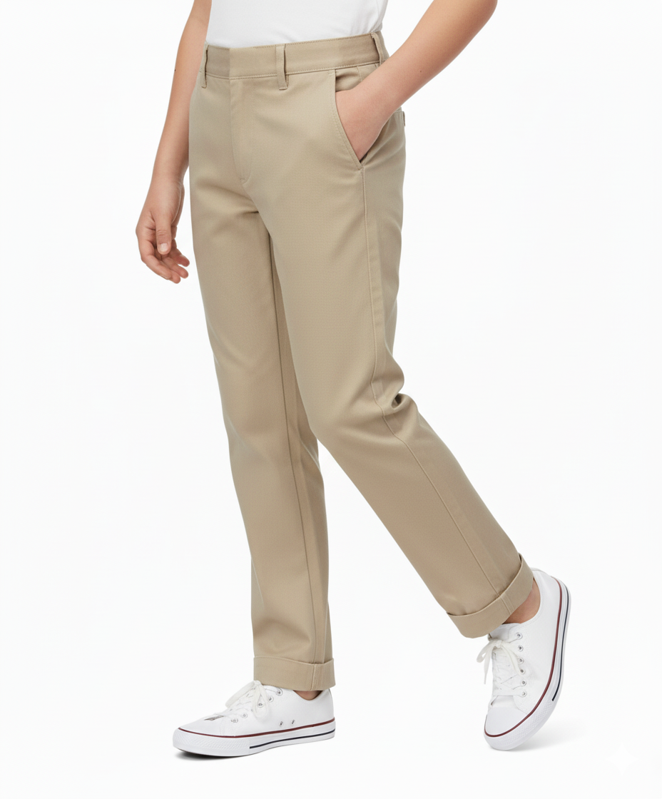 Boy's School Uniform Skinny Fit Pants Khaki for wholesale on Faire3