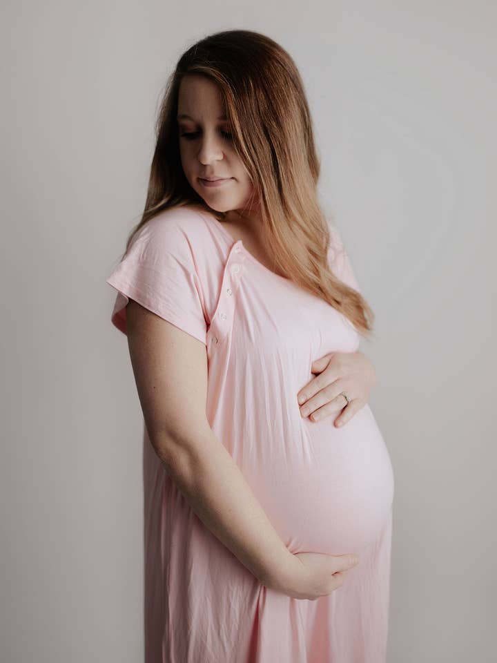 Three Little Tots - Wholesale Dress - Maternity - Light Pink Mommy Labor and Delivery/ Nursing Gown10