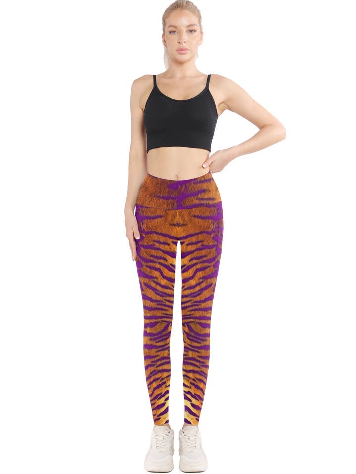 Spandex Leggings Adulto - Riscas Tigre por atacado de Mardi Gras Creations