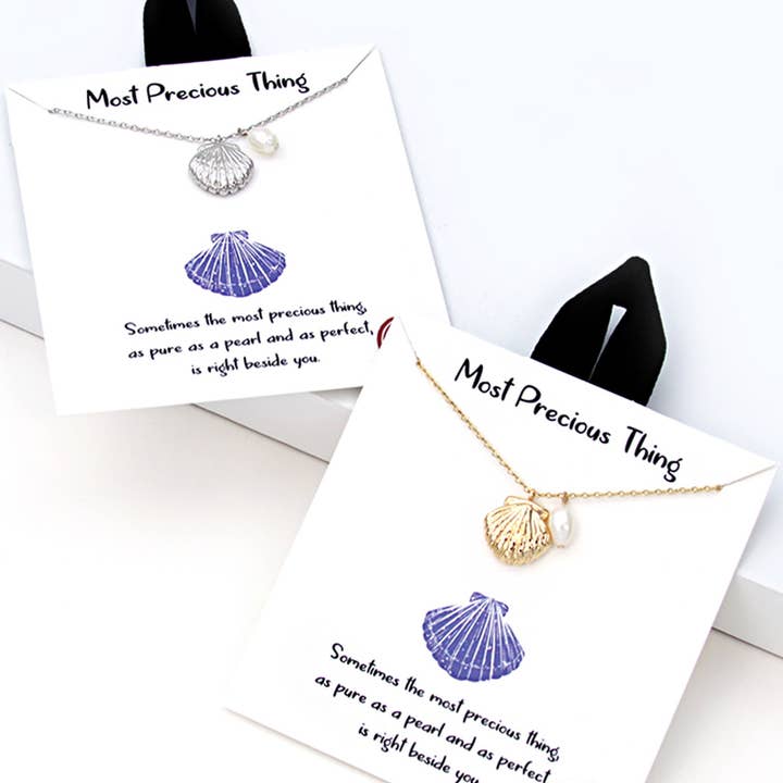 Collar de perlas y conchas bañadas en oro para venta al por mayor de Fashion City