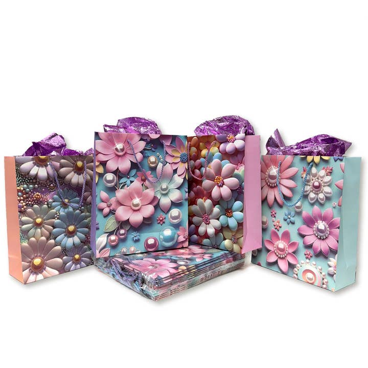 SACS PASTEL FLOWER POWER (LOT DE 12) pour la vente par Jacqueline Kent