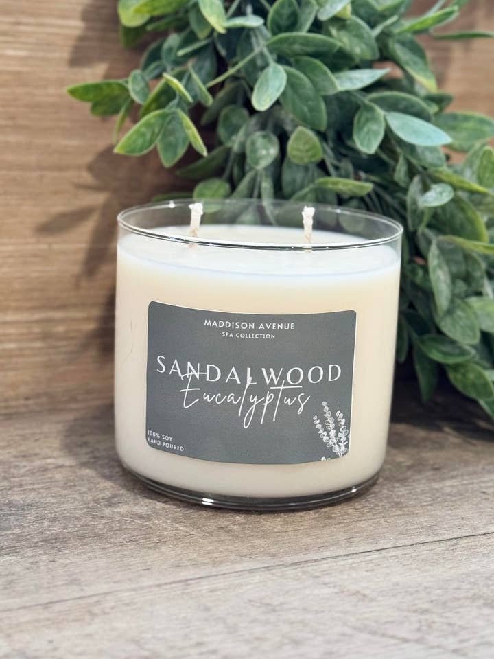 Sandalwood & Eucalyptus Soy Candle | Hand-Poured Relaxing Candle for wholesale by Maddison Avenue Candles Company