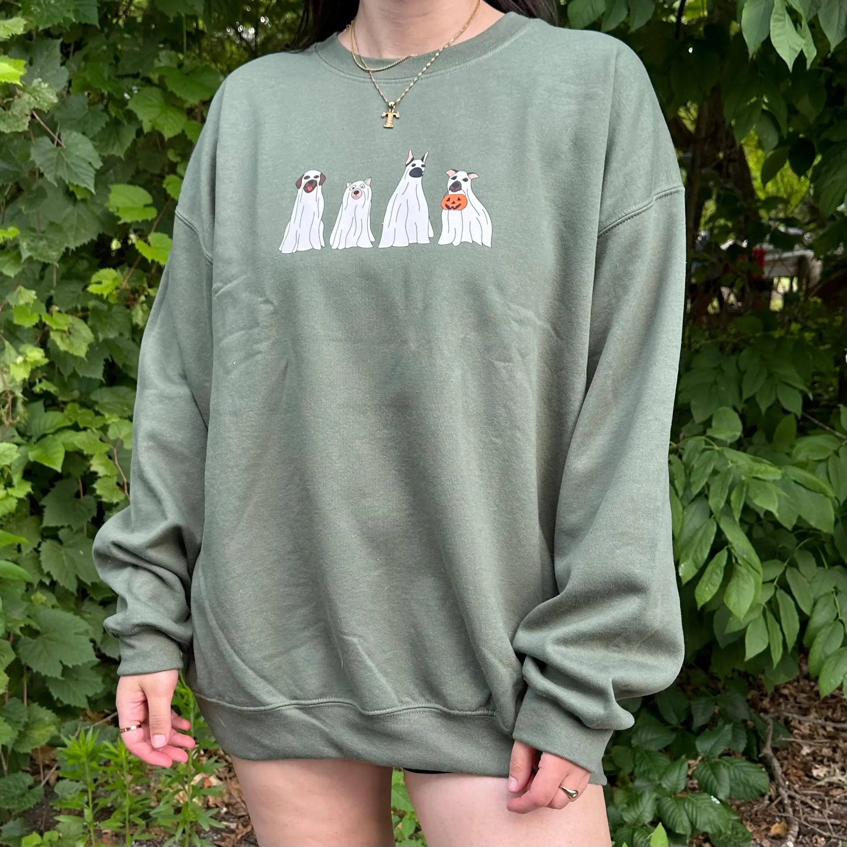 Rags Revived - Wholesale Graphic Sweatshirt - Women's - Halloween Ghost Dogs Puppies Fall Autumn Sweatshirt3