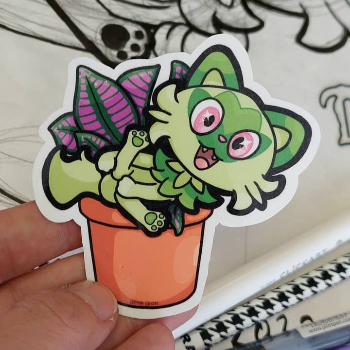 Fanart - Pokemon - Sprigatito - 3 inch Sticker for wholesale by Glitter Ghost Clothing and Accessories