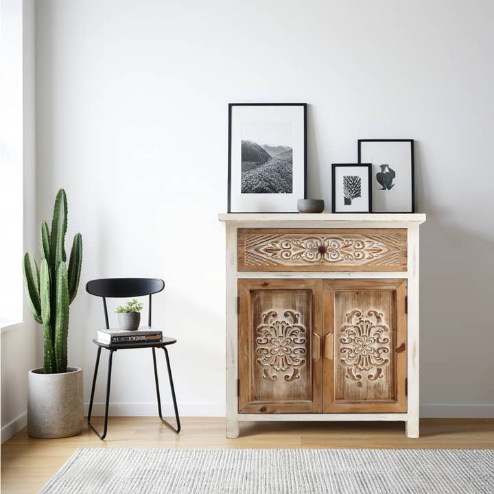 Paris Loft Inc – wholesale Cabinet – Farmhouse Carved Wood Floor Cabinet1